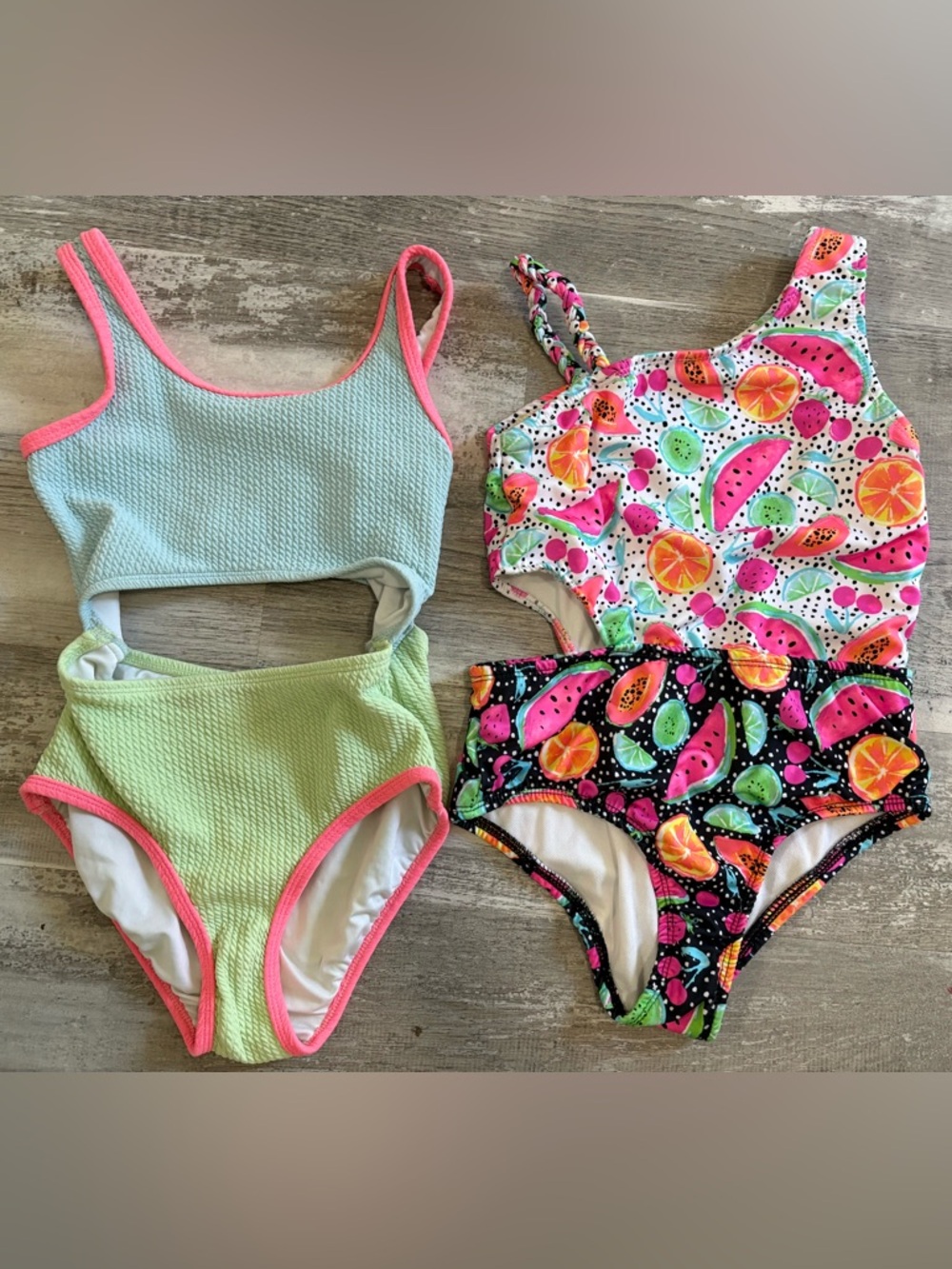 Old Navy Mint Green Girls' Swimsuit with Pink Trim